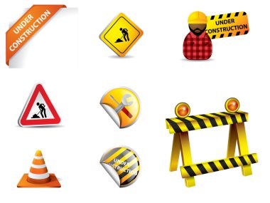 Under construction sign and symbols clipart