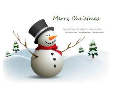 Postcard with snowman clipart