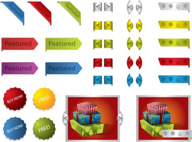 Web Design buttons and ribbons clipart