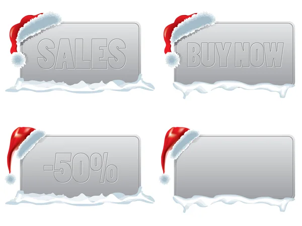 Etiqueta de vendas de desconto de Natal com chapéu de santa — Vetor de Stock