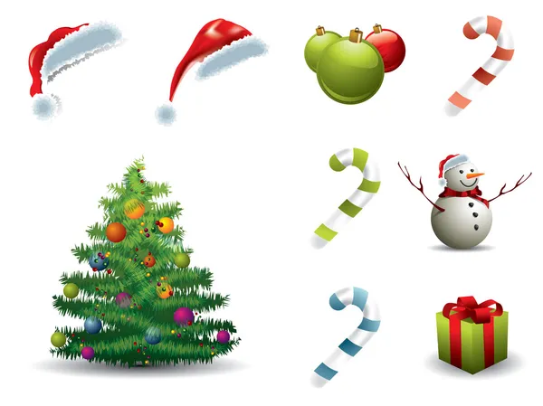 Set of Christmas elements isolated on white — Stock Vector