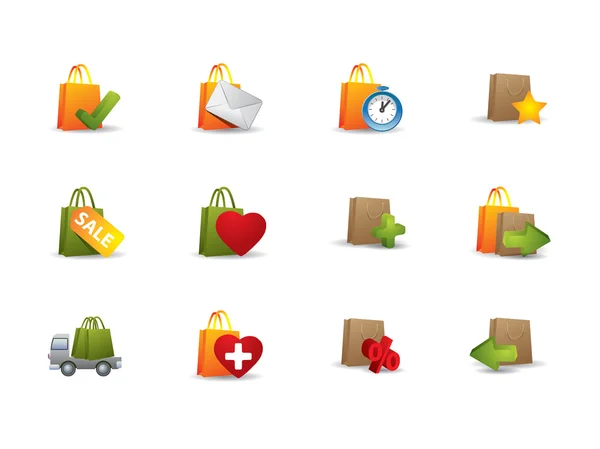 Symbole für E-Commerce-Einkaufstüten — Stockvektor