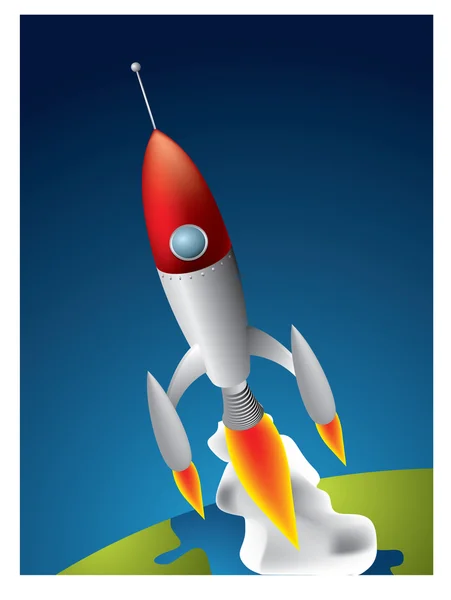 Space Rocket in space over the Earth — Stock Vector