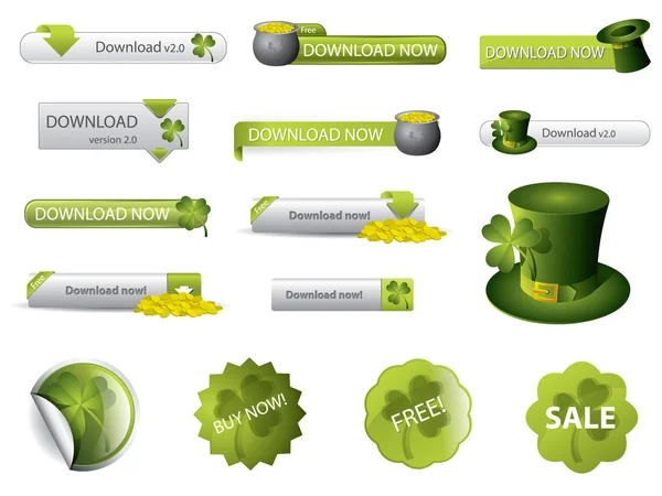 Saint Patrick Day botões de download — Vetor de Stock