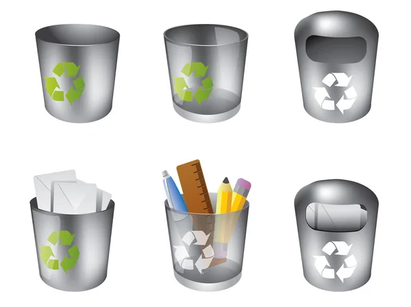 Lixo lata ícone definido — Vetor de Stock
