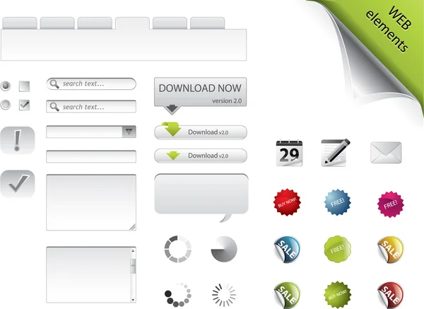 Éléments, formulaires, boutons et badges Web — Image vectorielle