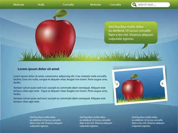 Website template design with apple — Stock Vector