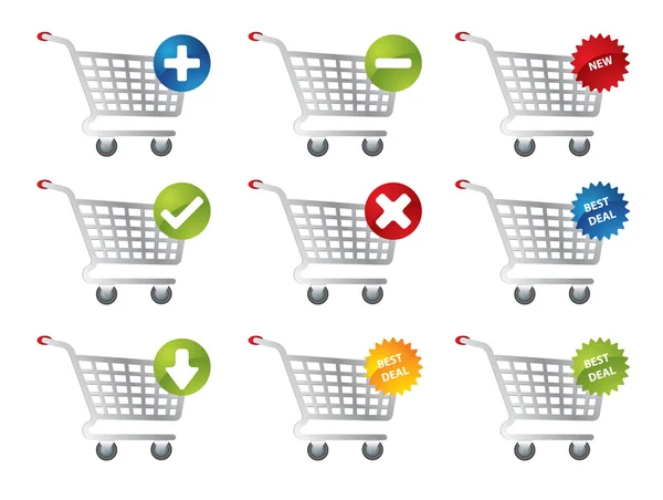 ショッピング e-コマース、ウェブ ショップや他のウェブページのアイコン — ストックベクタ
