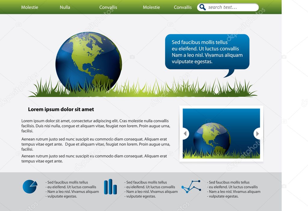 Web site design template with Earth Globe