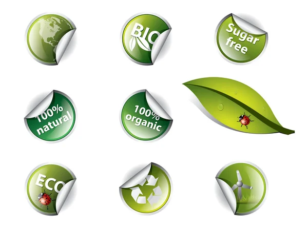 Bio- en eco-stickers — Stockvector