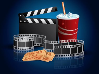 Soda, filmstrip and tickets clipart