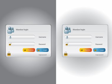 Vector login screen with dark and light background clipart