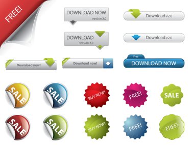 Web Design buttons and badges clipart