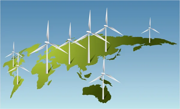 Turbines éoliennes générant de l'électricité sur Terre — Image vectorielle