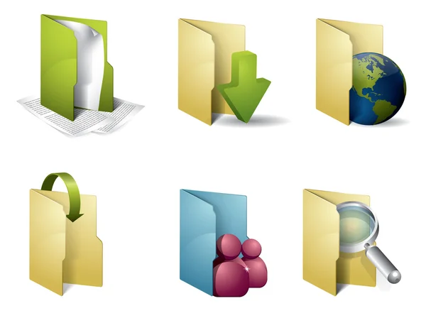 Dossiers colorés avec accessoires — Image vectorielle