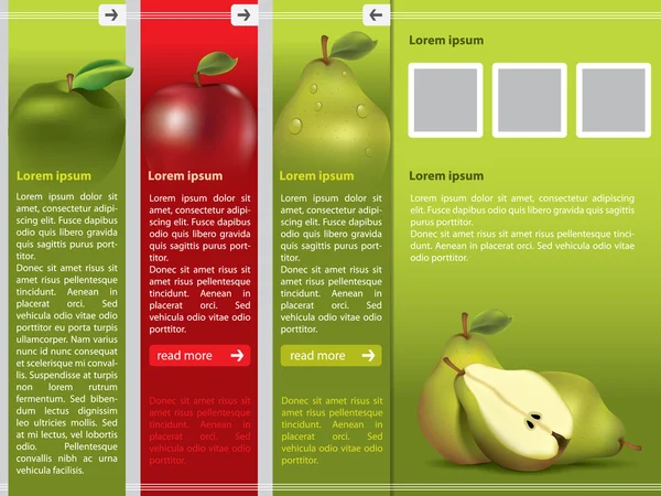 新鮮なフルーツのテーマの web ページのテンプレート — ストックベクタ