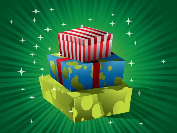 Vánoční dárek na zeleném pozadí — Stockový vektor