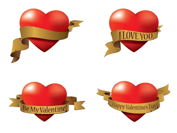 Valentine's day, illustration with hearts and banners — Stock Vector
