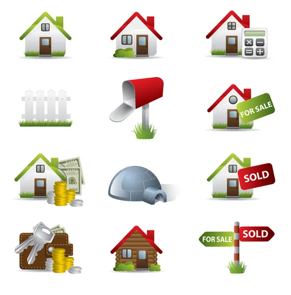 Conjunto de ícones de negócios imobiliários — Vetor de Stock