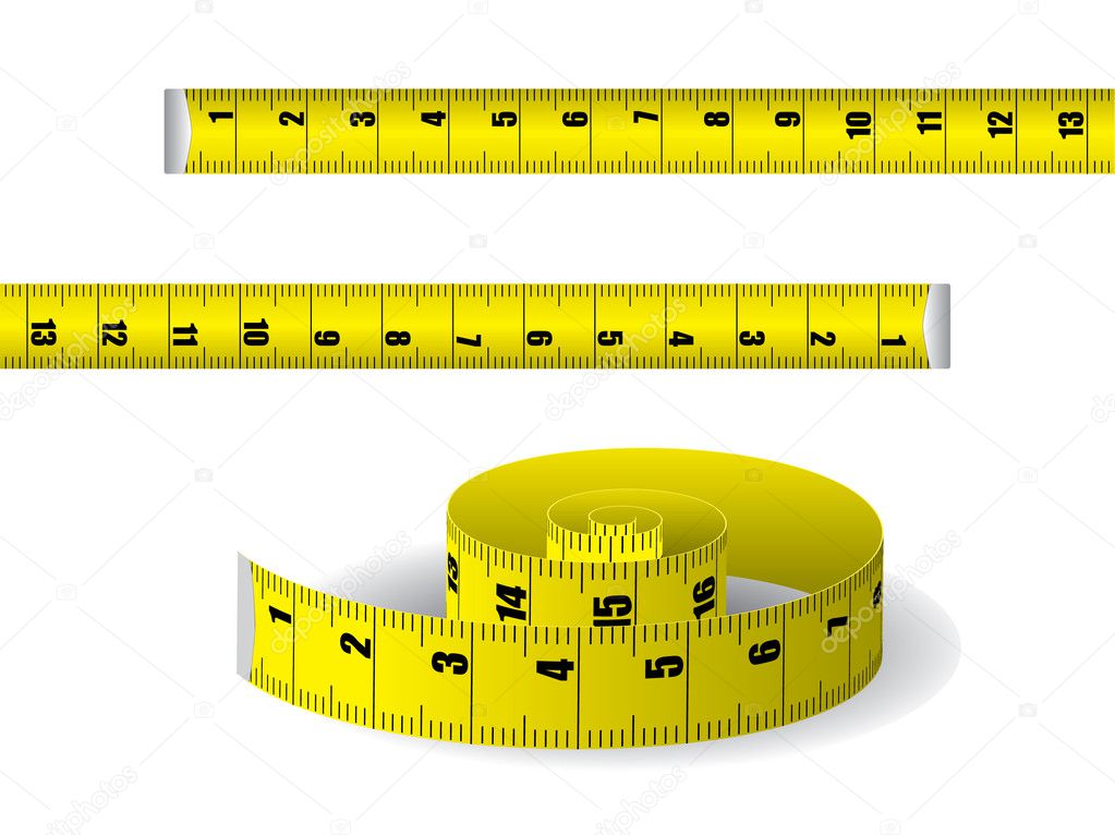 Yellow measuring tape on white background