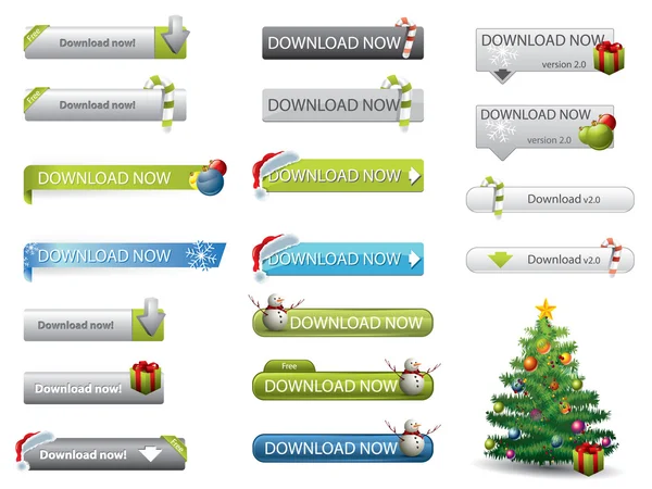 Pulsanti di download del sito web tema Natale — Vettoriale Stock