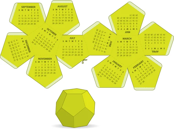 Calendrier dans un dodecaeder — Image vectorielle