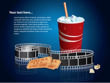 Soda, filmstrip and tickets clipart