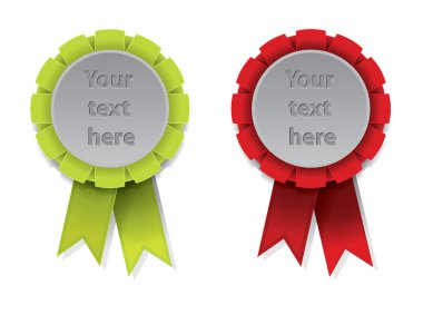 Green and red award badge with ribbon clipart