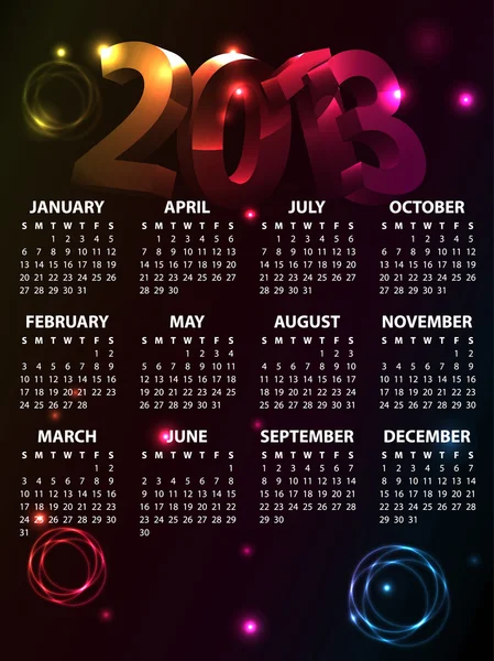 2013 ベクトルのカレンダー — ストックベクタ
