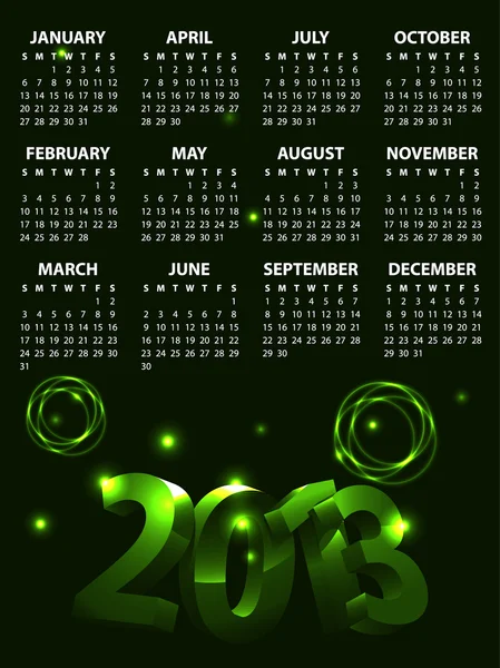 Calendario para 2013 vector — Vector de stock