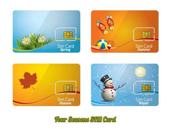 4 つの美しい sim カードのセット — ストックベクタ