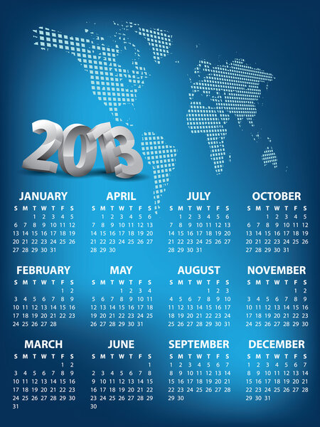 Calendar for 2013 vector
