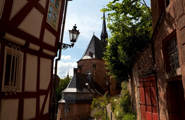 Marburg street in sunlight — Stock Photo, Image