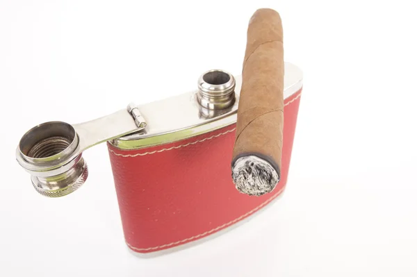 stock image Cigar and flask