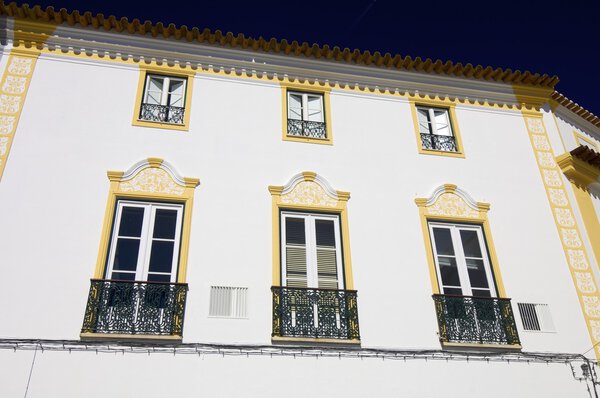 Decorated facade in the city of Evora, Portugal