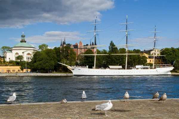 Oude chapman schip in stockholm — Stockfoto