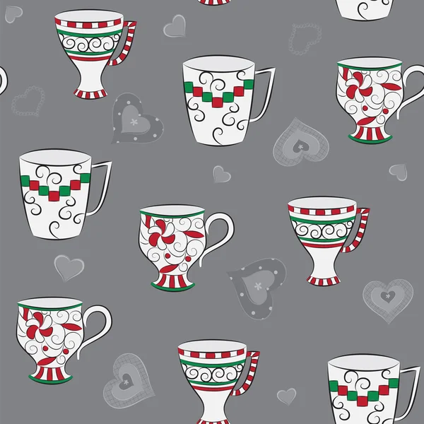 Seamless pattern with cups — Stock Vector