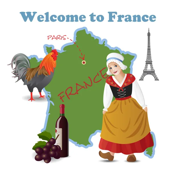 Willkommen in Frankreich — Stockvektor