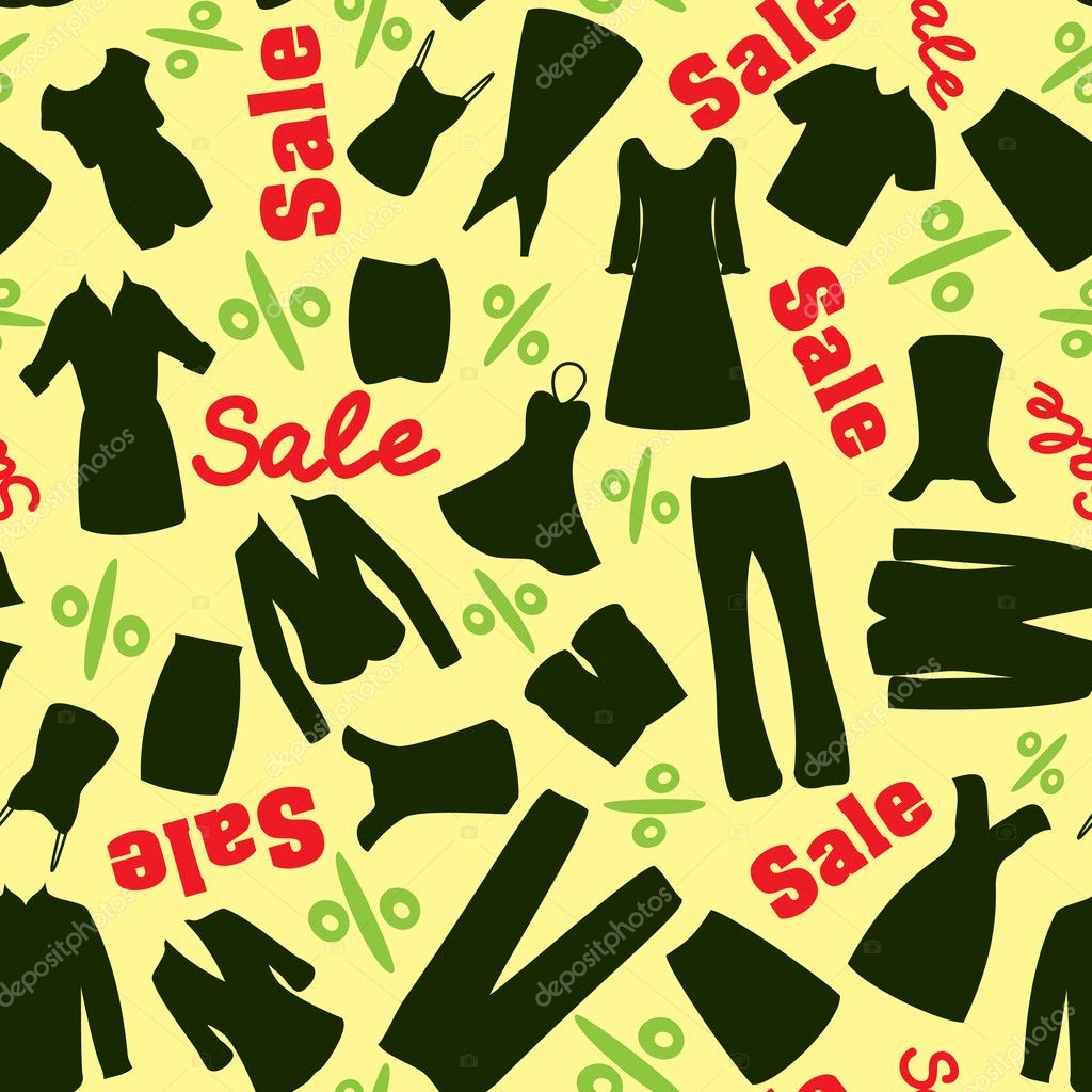 Pattern of clearance sale in the clothing store Stock Vector by