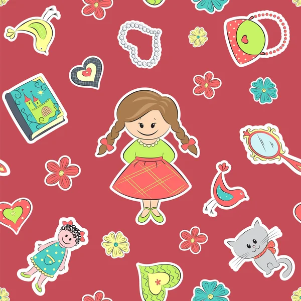 小さな女の子のためのパターン — ストックベクタ