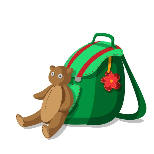 Schoolbag e orsacchiotto — Vettoriale Stock