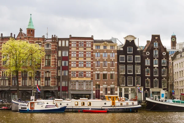 stock image Street with traditional buildings in Amsterdam