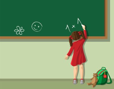 Girl in the classroom clipart