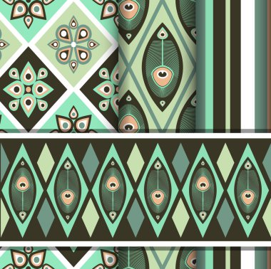 Vector set of patterns with peacock butterfly clipart