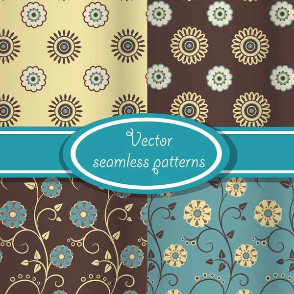 Vector set of vintage floral patterns — Stock Vector
