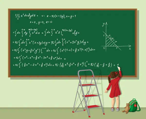 Fata rezolvă ecuația — Vector de stoc