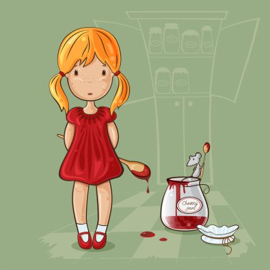 Girl with jam-jar clipart