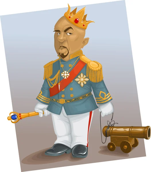 Ο αγέρωχος βασιλιάς, με ένα πυροβόλο όπλο παιχνιδιών — Διανυσματικό Αρχείο