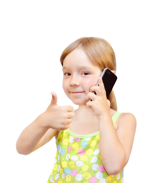 Barn- och telefon — Stockfoto