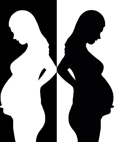 La silhouette della donna incinta . — Vettoriale Stock